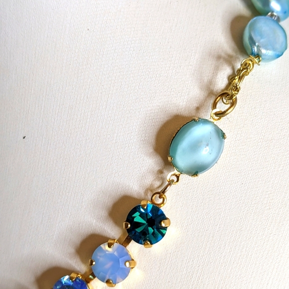 Baby Blue Aquamarine Crystal & Light Blue Pearls in Stunning GP Necklace - Picture 5 of 8